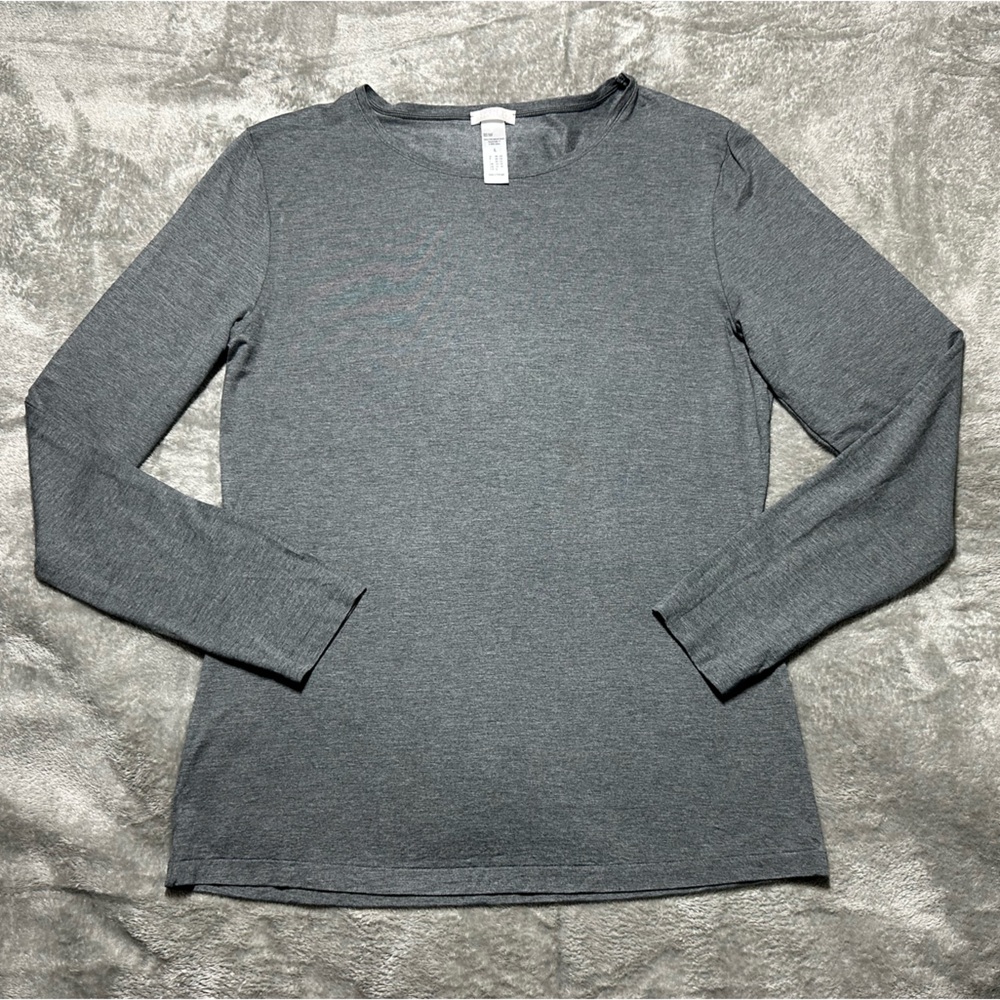 Hanro Shirt Womens L Gray Soft Touch Modal Long Sleeve Crewneck Casual